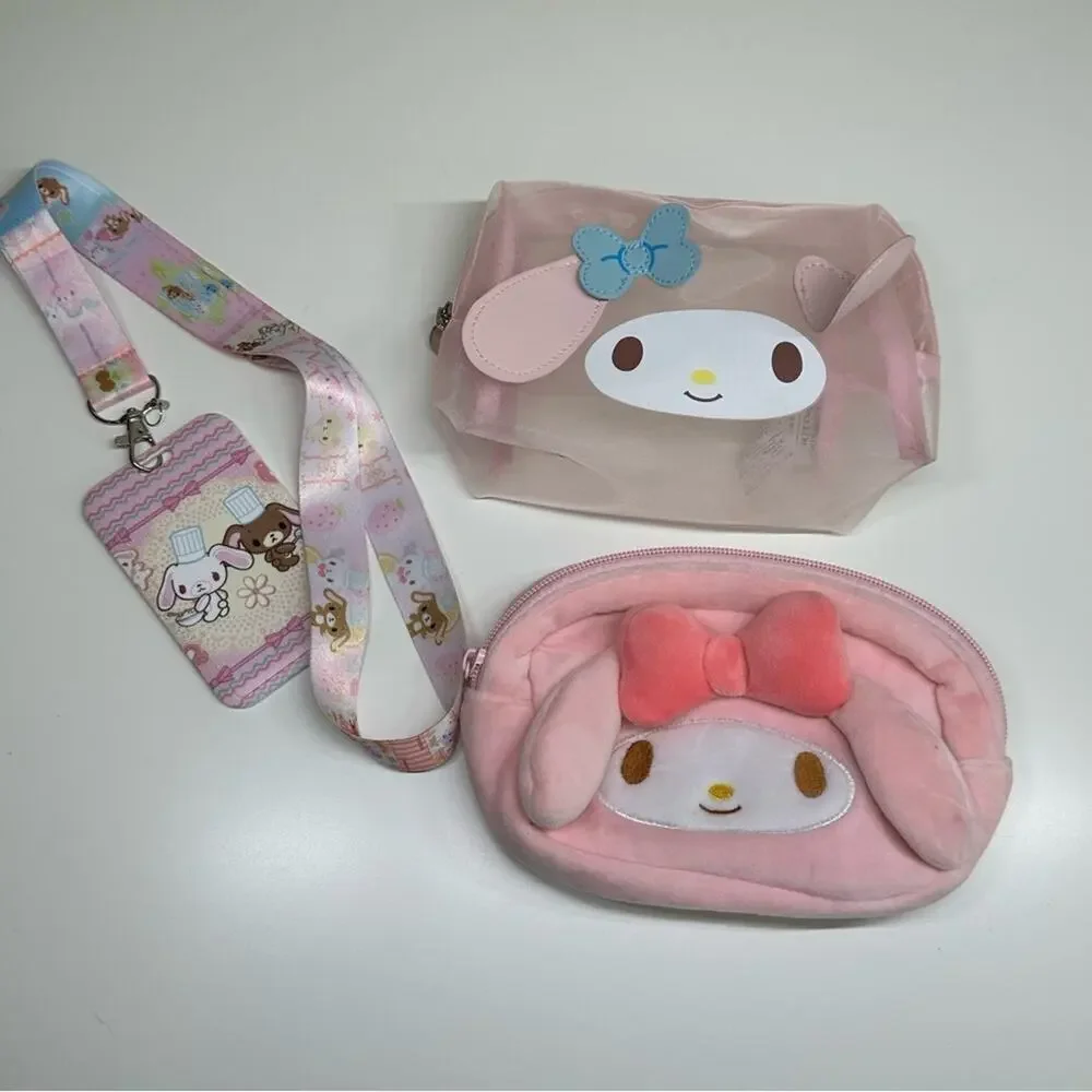 Bundle: Sanrio | My Melody Makeup Bag or Pencil Pouch & Lanyard | Pink